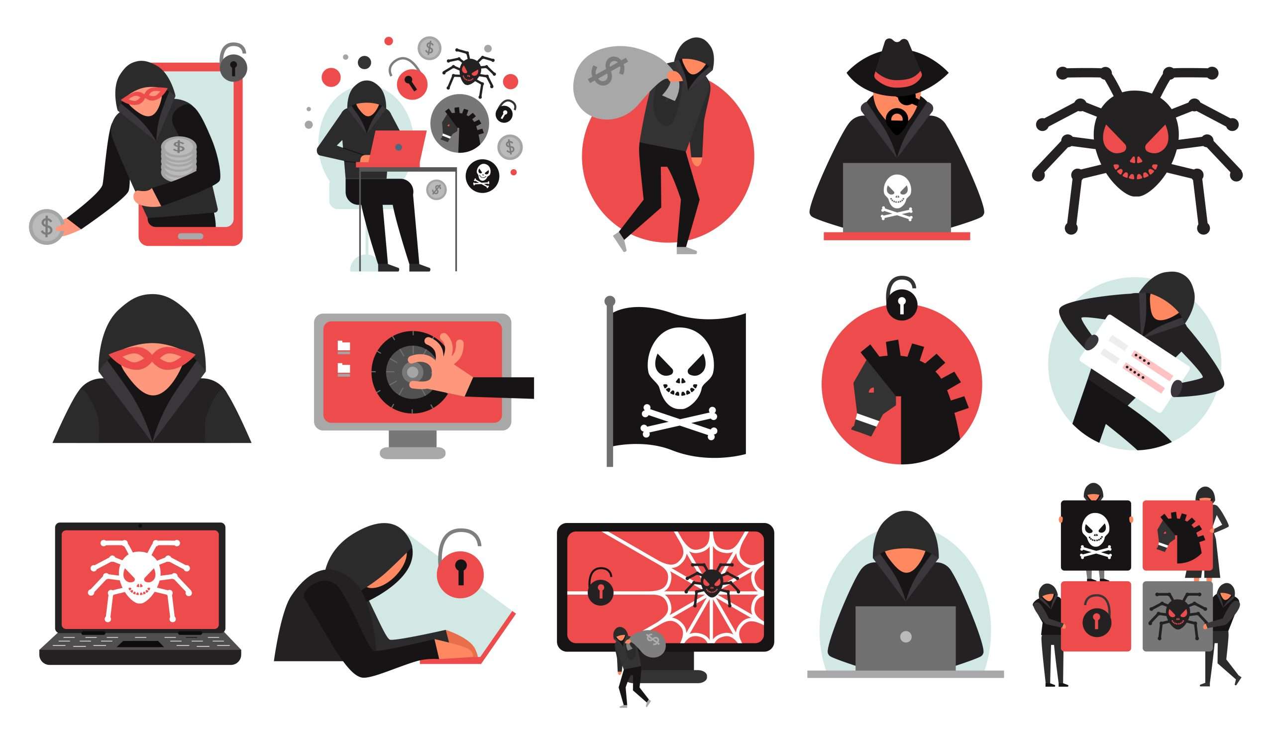 Hacker Activity Icons Set